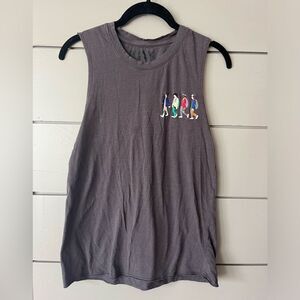 Stranger Things embroidered tank‎ top, dark gray, M EUC